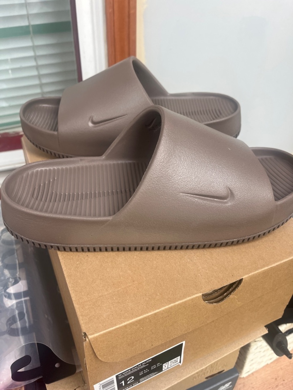Nike Men's Brown Slip-On Foam Slide Sandals